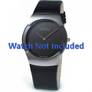 Watch strap Skagen 582XLSLM / 583XLSLB / 583XLSLC Leather Black 25mm